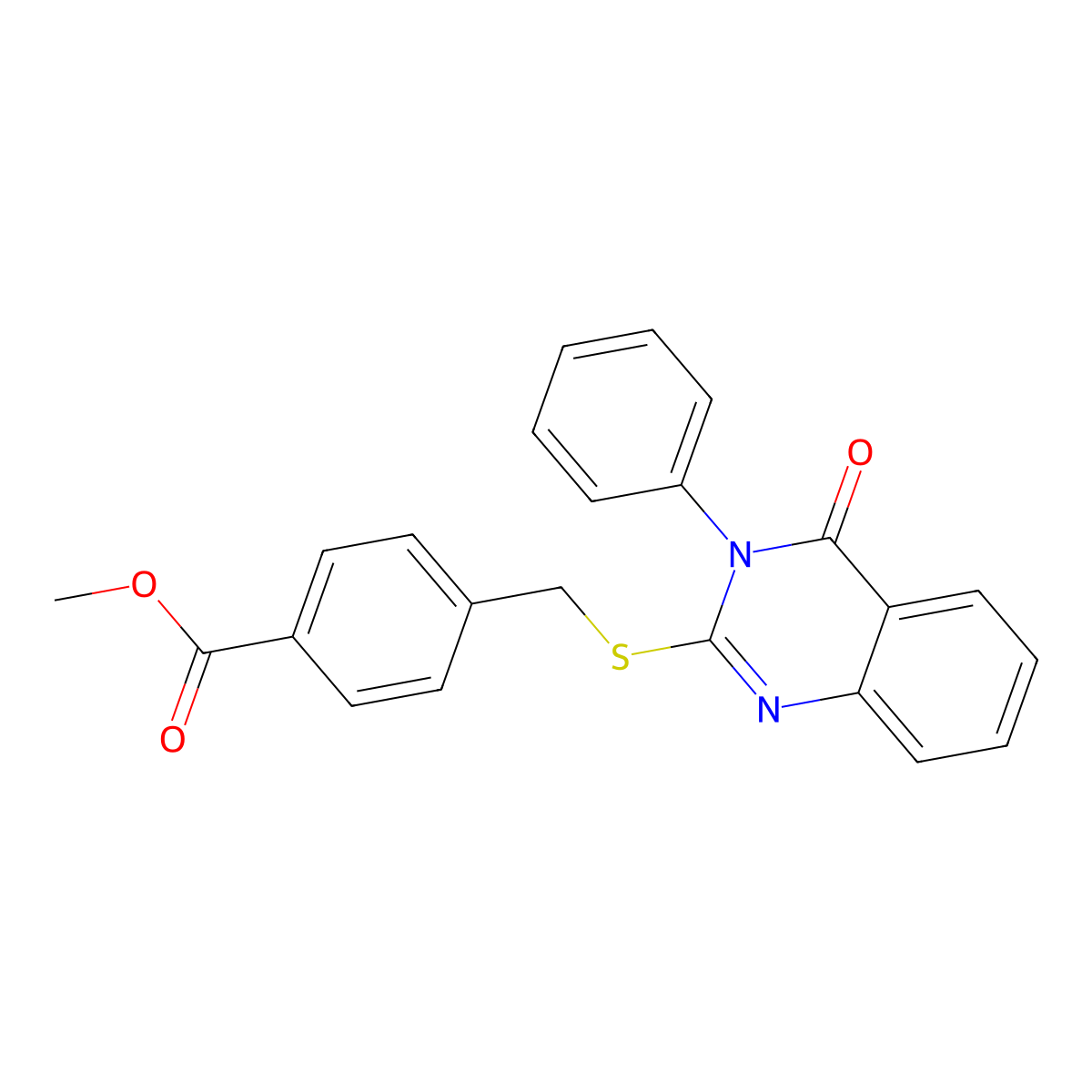 Methyl 4-(((4-oxo-3-phenyl-3,4-dihydroquinazolin-2-yl)thio)methyl)benzoate molecular structure, CAS 383894-83-5
