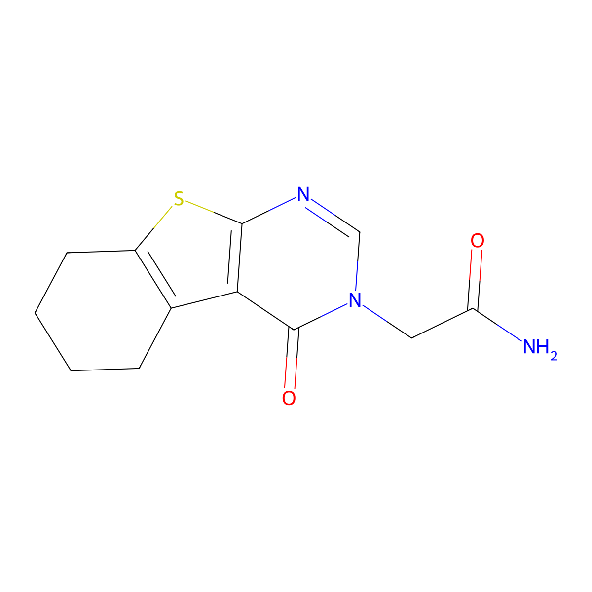 2-(4-oxo-5,6,7,8-tetrahydro[1]benzothieno[2,3-d]pyrimidin-3(4H)-yl)acetamide molecular structure, CAS 383894-87-9