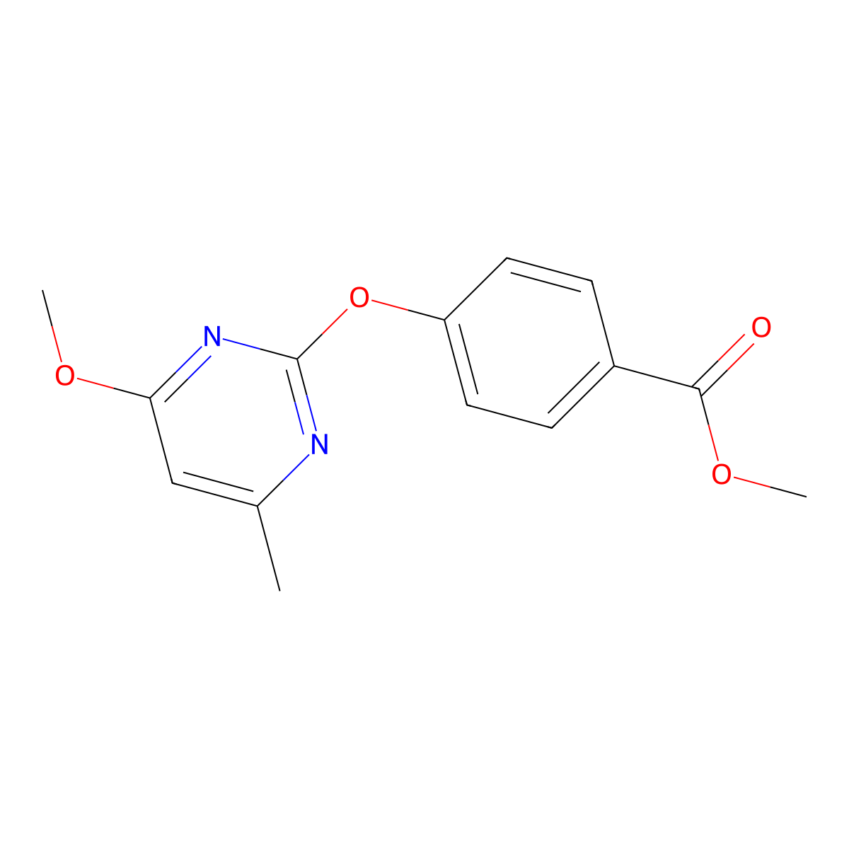 Methyl 4-(4-methoxy-6-methylpyrimidin-2-yl)oxybenzoate molecular structure, CAS 383895-10-1