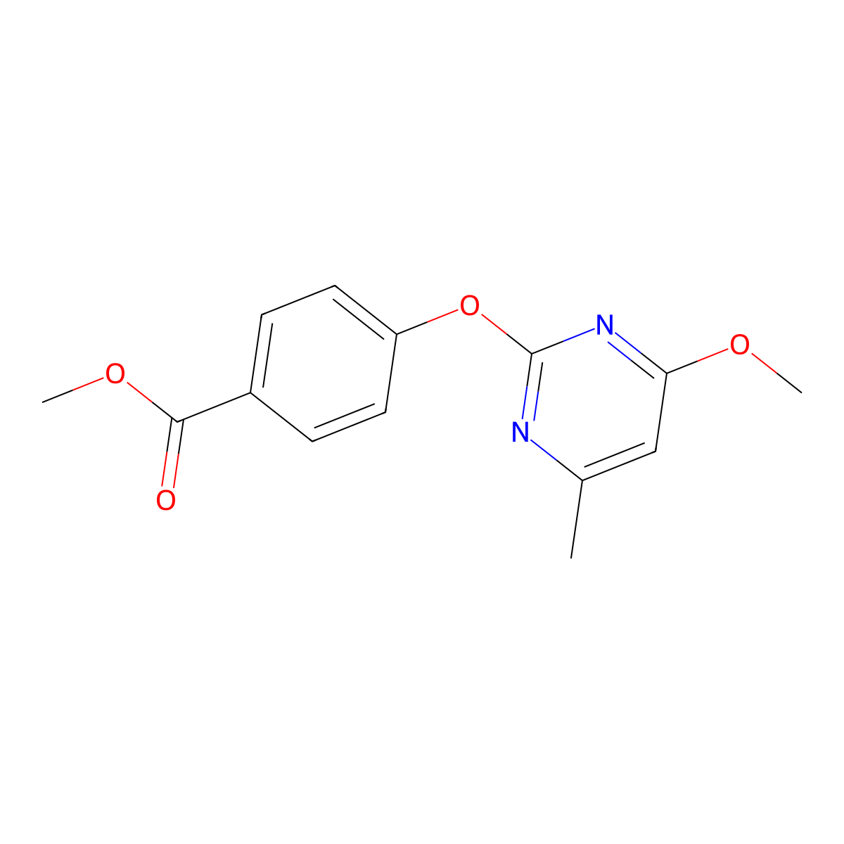 Methyl 4-(4-methoxy-6-methylpyrimidin-2-yl)oxybenzoate molecular structure, CAS 383895-10-1