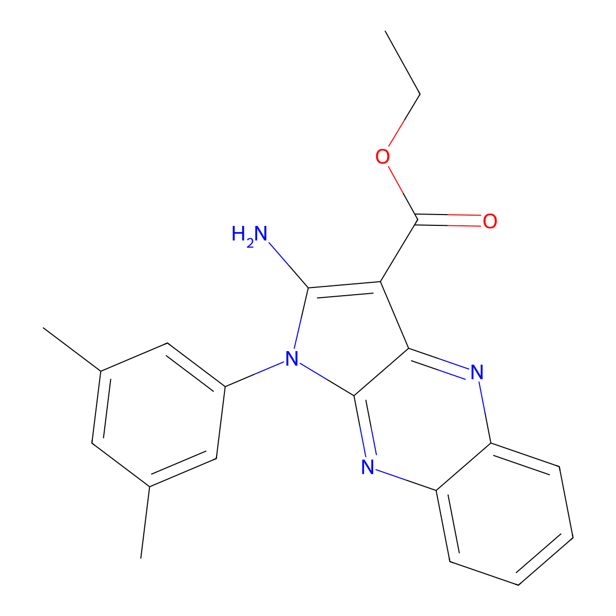 ethyl 2-amino-1-(3,5-dimethylphenyl)-1H-pyrrolo[2,3-b]quinoxaline-3-carboxylate molecular structure, CAS 383895-24-7