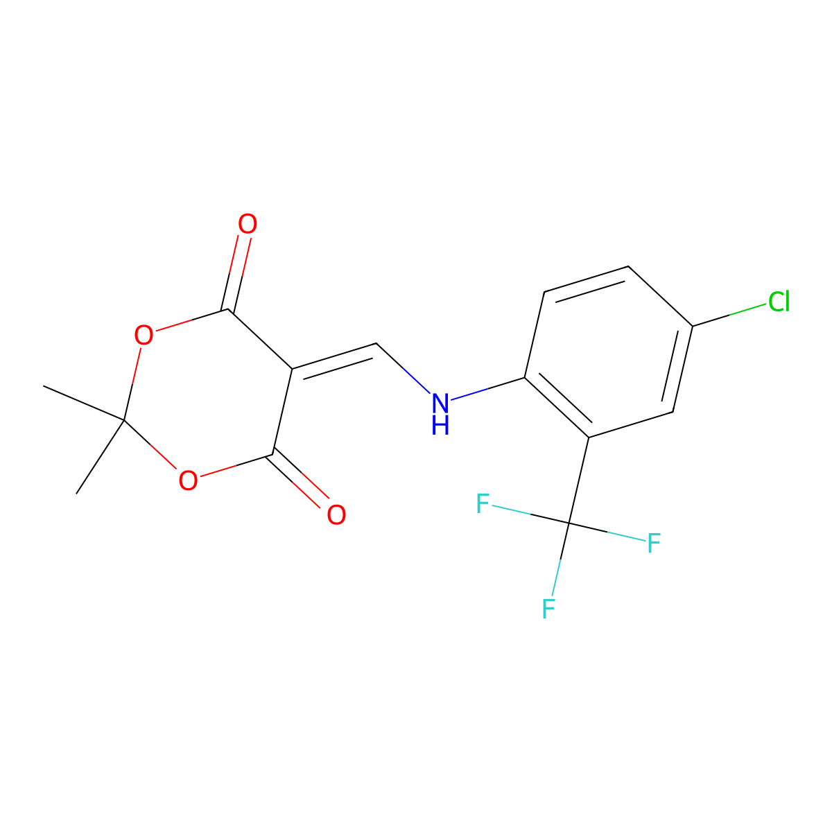 5-({[4-Chloro-2-(trifluoromethyl)phenyl]amino}methylidene)-2,2-dimethyl-1,3-dioxane-4,6-dione molecular structure, CAS 383895-27-0