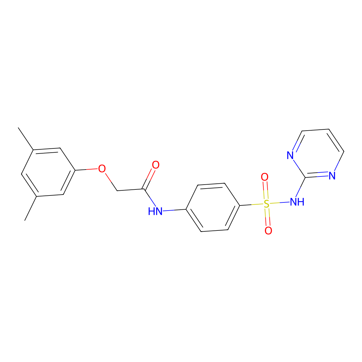 2-(3,5-Dimethyl-phenoxy)-N-[4-(pyrimidin-2-ylsulfamoyl)-phenyl]-acetamide molecular structure, CAS 383895-40-7