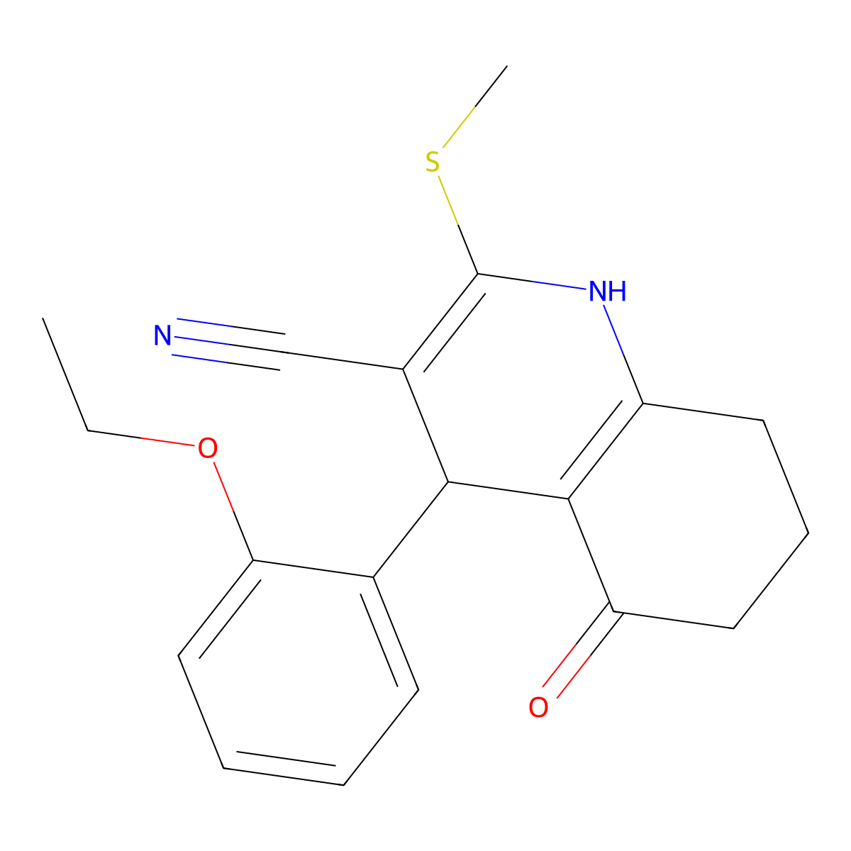 4-(2-Ethoxyphenyl)-2-(methylsulfanyl)-5-oxo-1,4,5,6,7,8-hexahydroquinoline-3-carbonitrile molecular structure, CAS 383895-45-2