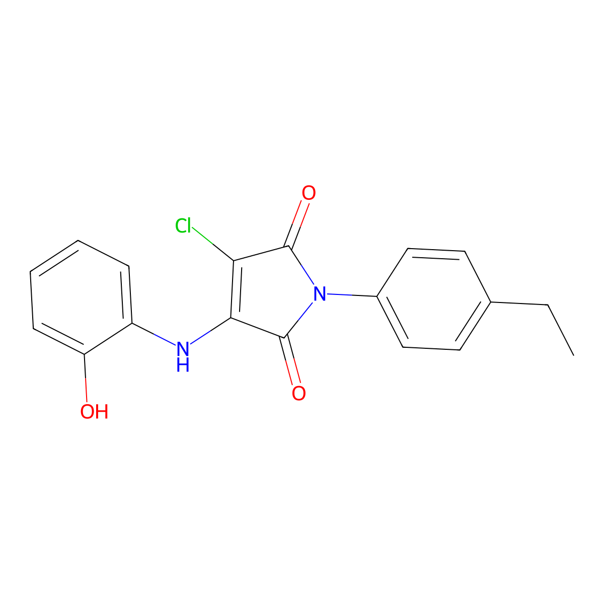 3-Chloro-1-(4-ethylphenyl)-4-(2-hydroxyanilino)pyrrole-2,5-dione molecular structure, CAS 383895-76-9