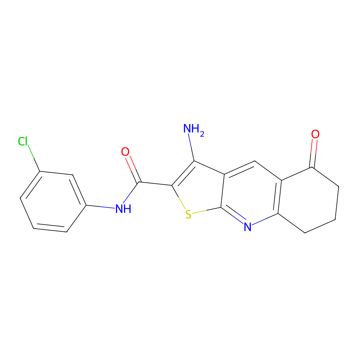 3-amino-N-(3-chlorophenyl)-5-oxo-5,6,7,8-tetrahydrothieno[2,3-b]quinoline-2-carboxamide molecular structure, CAS 383895-84-9