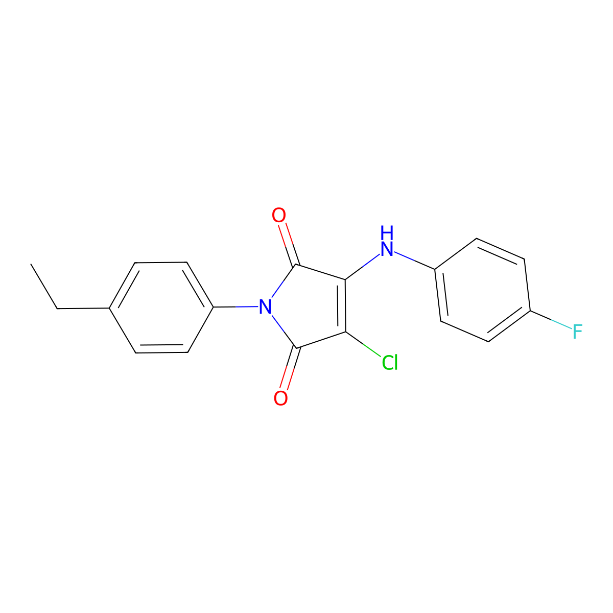 3-Chloro-1-(4-ethylphenyl)-4-(4-fluoroanilino)pyrrole-2,5-dione molecular structure, CAS 383895-98-5