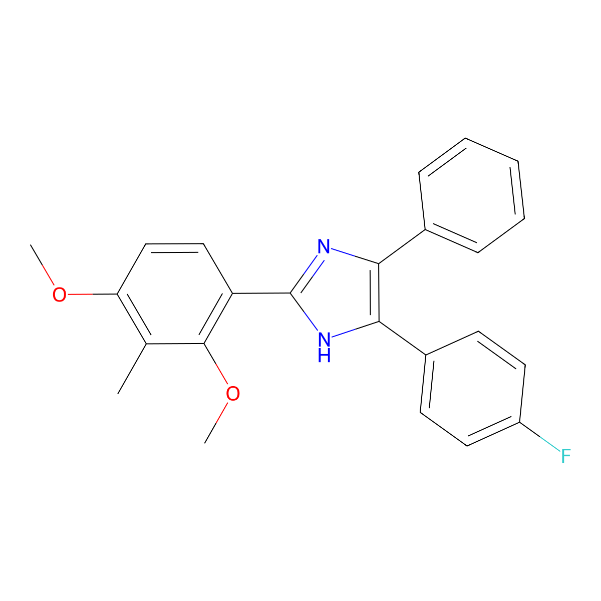 2-(2,4-dimethoxy-3-methylphenyl)-5-(4-fluorophenyl)-4-phenyl-1H-imidazole molecular structure, CAS 383896-13-7