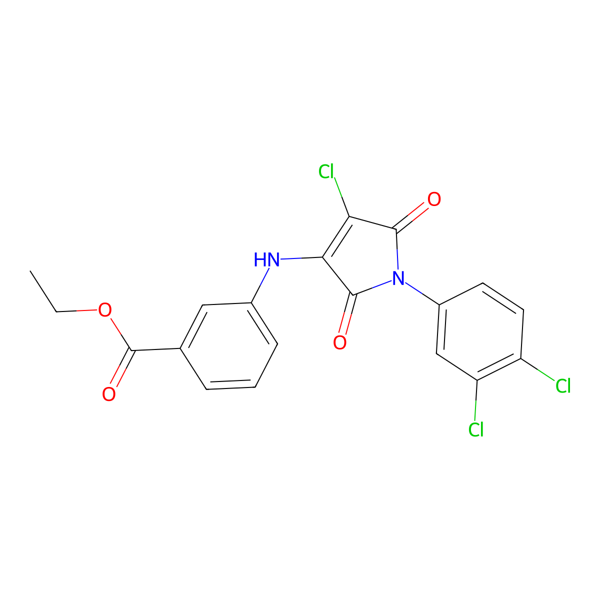 ethyl 3-((4-chloro-1-(3,4-dichlorophenyl)-2,5-dioxo-2,5-dihydro-1H-pyrrol-3-yl)amino)benzoate molecular structure, CAS 383896-35-3