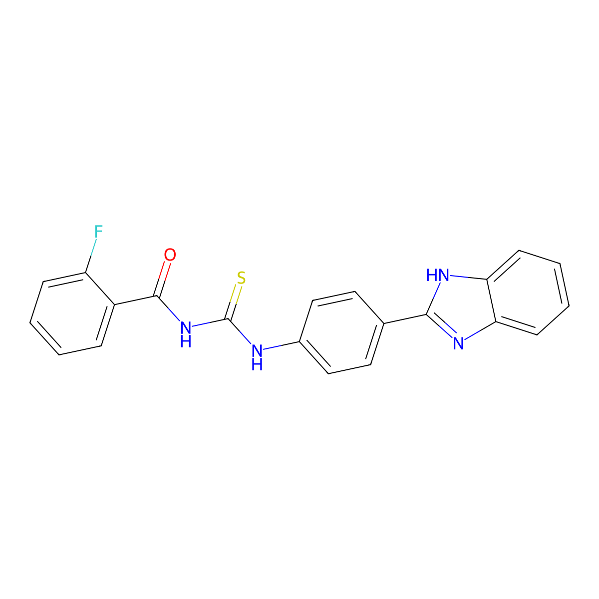N-[[4-(1H-benzimidazol-2-yl)phenyl]carbamothioyl]-2-fluorobenzamide molecular structure, CAS 383896-54-6