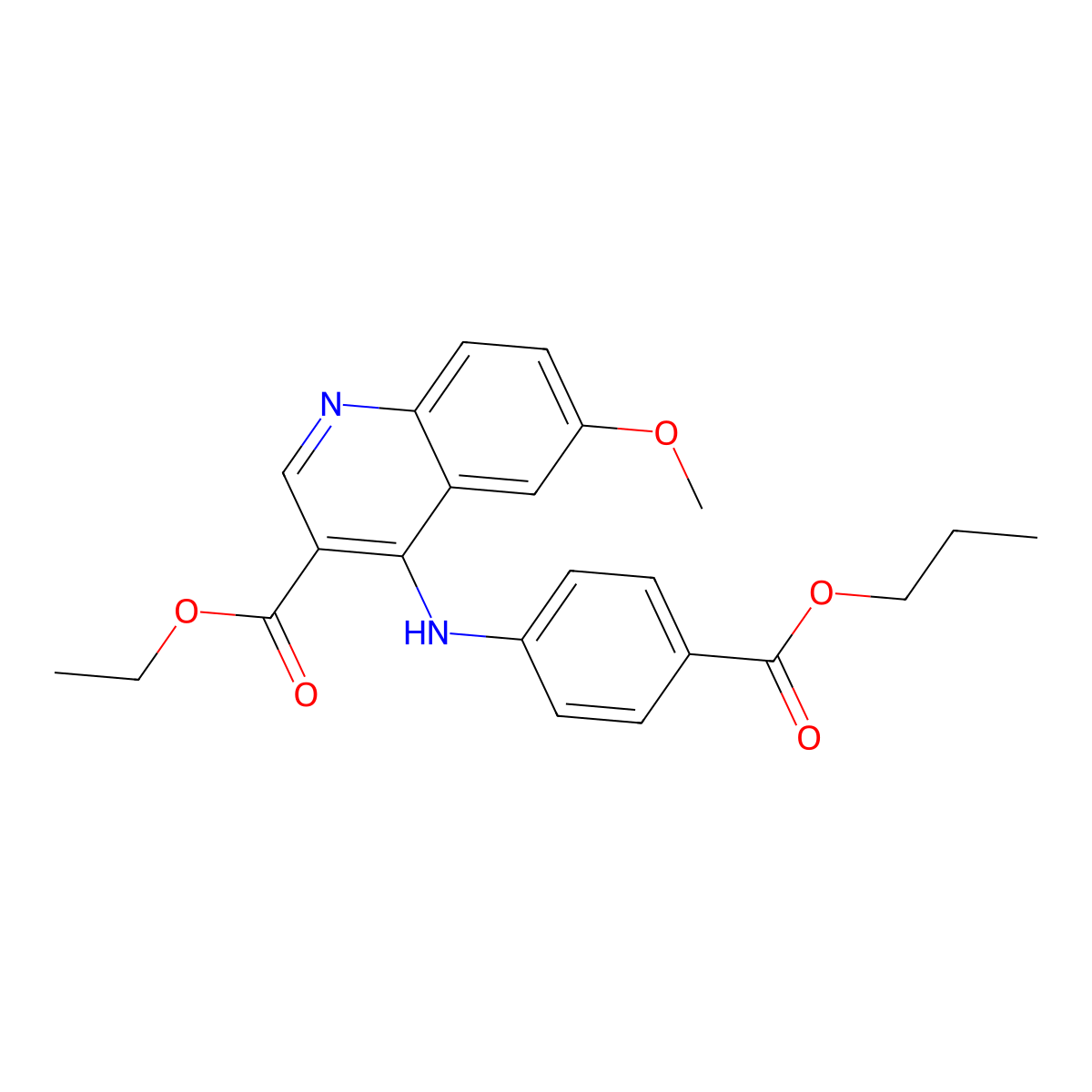 Ethyl 6-methoxy-4-{[4-(propoxycarbonyl)phenyl]amino}quinoline-3-carboxylate molecular structure, CAS 383896-58-0