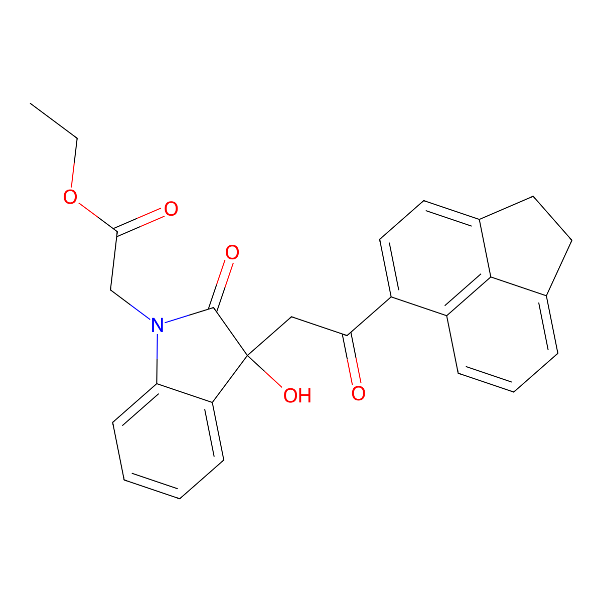 Ethyl 2-[3-[2-(1,2-dihydroacenaphthylen-5-yl)-2-oxoethyl]-3-hydroxy-2-oxoindol-1-yl]acetate molecular structure, CAS 383896-66-0