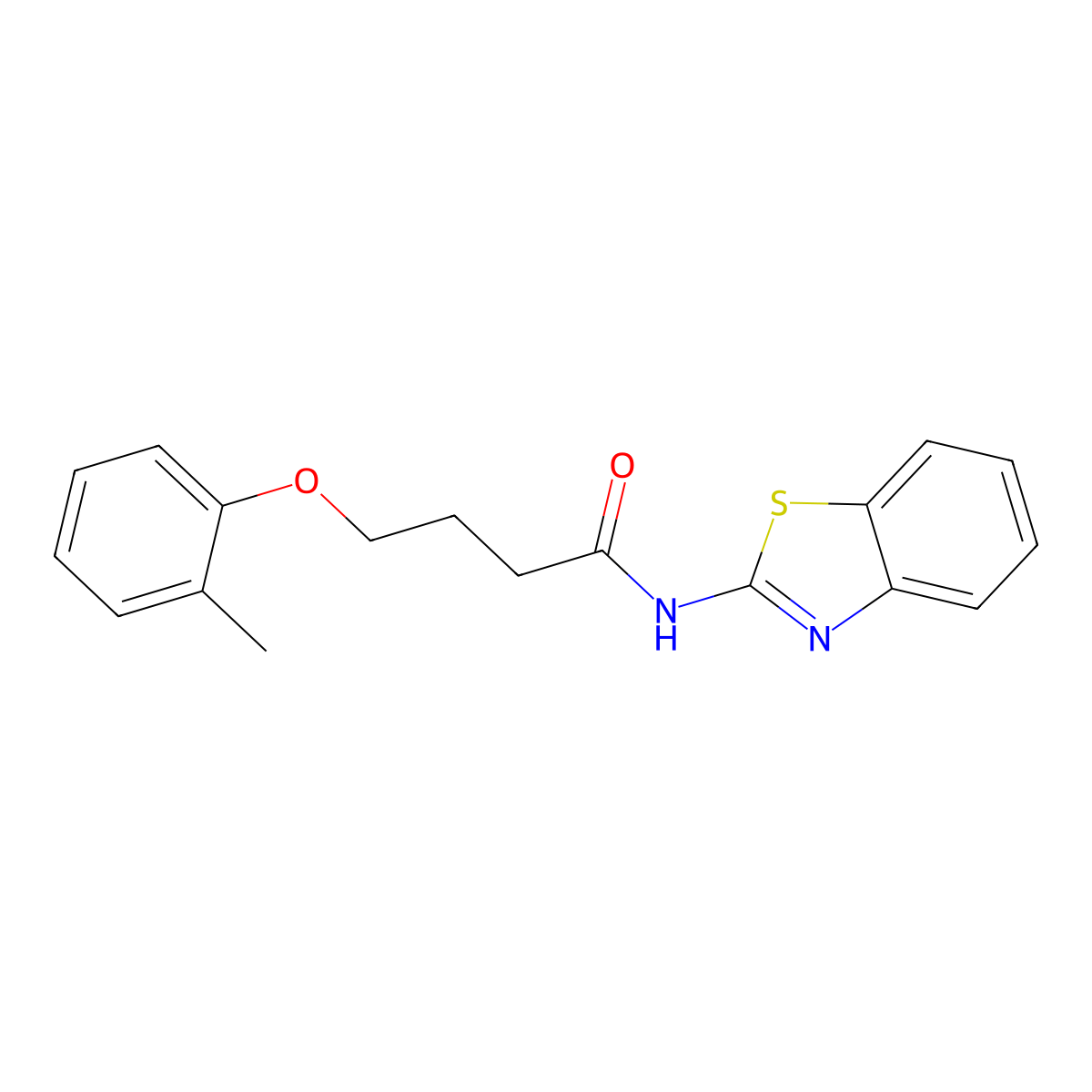 N-Benzothiazol-2-yl-4-o-tolyloxy-butyramide molecular structure, CAS 383896-69-3