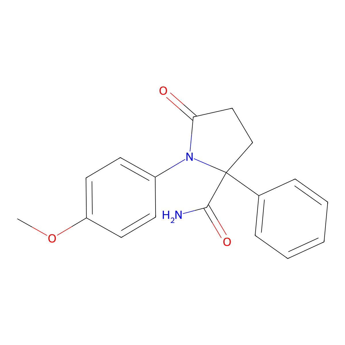 1-(4-Methoxyphenyl)-5-oxo-2-phenylpyrrolidine-2-carboxamide molecular structure, CAS 383898-47-3