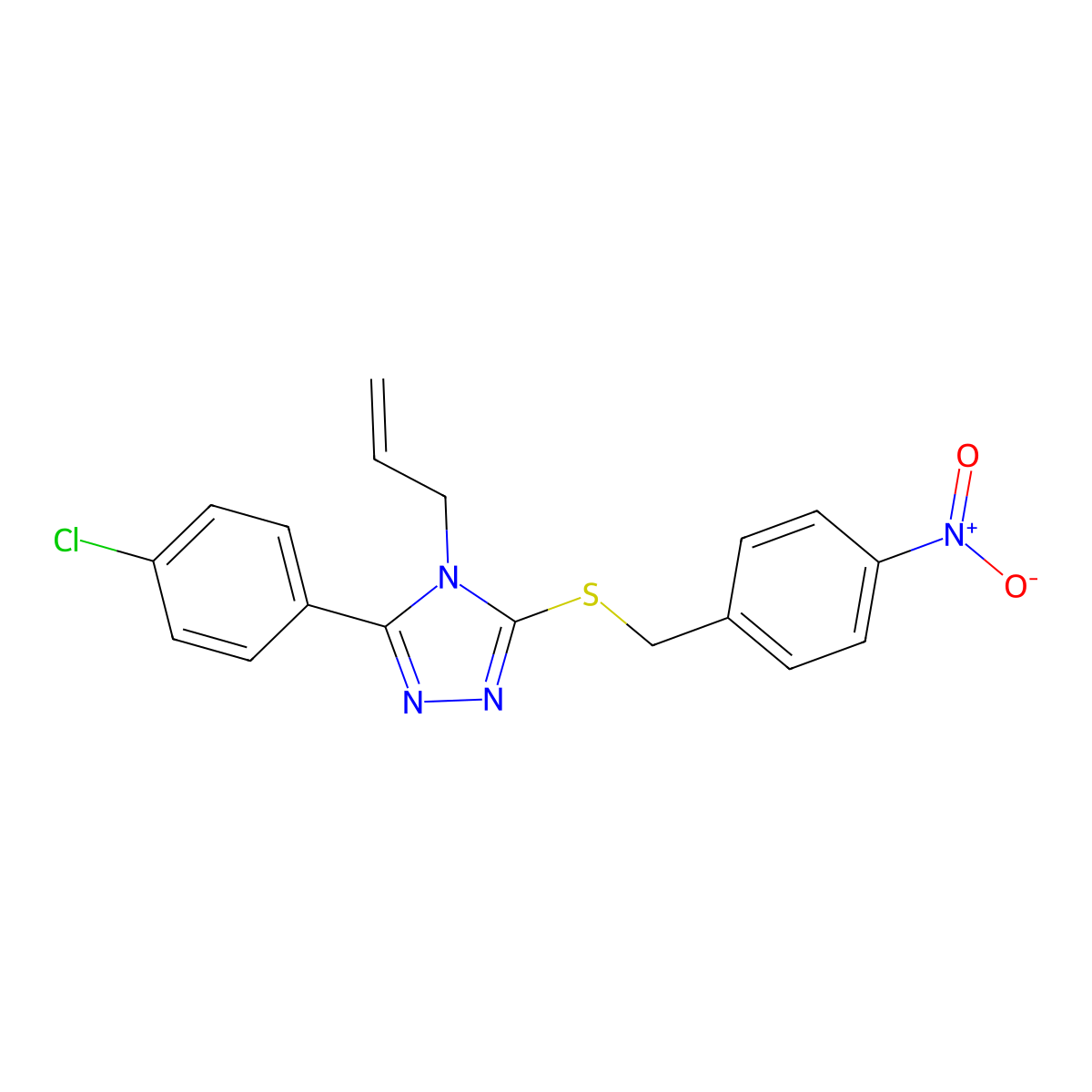 3-(4-Chlorophenyl)-5-[(4-nitrophenyl)methylsulfanyl]-4-prop-2-enyl-1,2,4-triazole molecular structure, CAS 383899-05-6