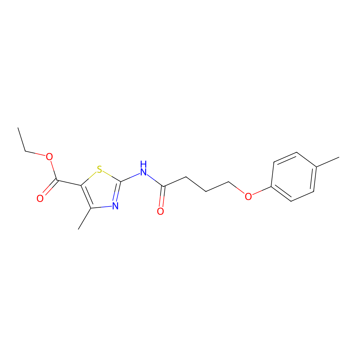 Ethyl 4-methyl-2-[4-(4-methylphenoxy)butanoylamino]-1,3-thiazole-5-carboxylate molecular structure, CAS 383899-27-2