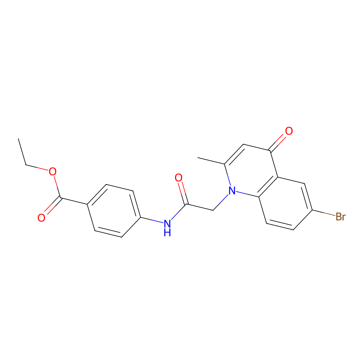 Ethyl 4-[[2-(6-bromo-2-methyl-4-oxoquinolin-1-yl)acetyl]amino]benzoate molecular structure, CAS 383899-37-4