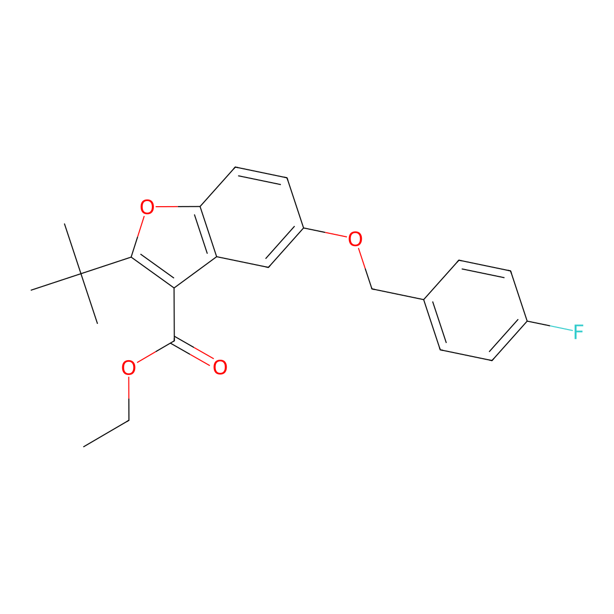 Ethyl 2-tert-butyl-5-[(4-fluorophenyl)methoxy]-1-benzofuran-3-carboxylate molecular structure, CAS 383899-41-0