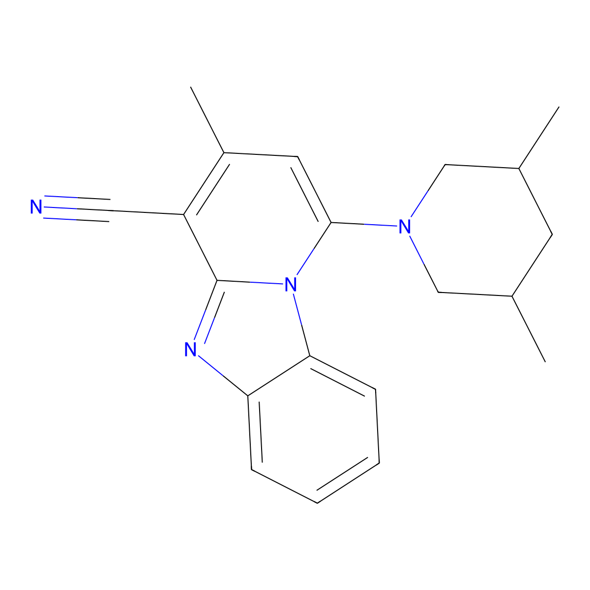 1-(3,5-Dimethylpiperidin-1-yl)-3-methylpyrido[1,2-a]benzimidazole-4-carbonitrile molecular structure, CAS 383899-86-3