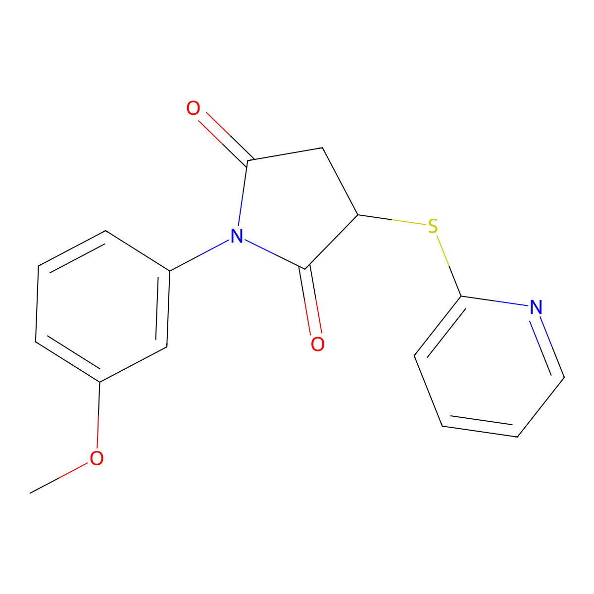1-(3-Methoxy-phenyl)-3-(pyridin-2-ylsulfanyl)-pyrrolidine-2,5-dione molecular structure, CAS 383900-59-2