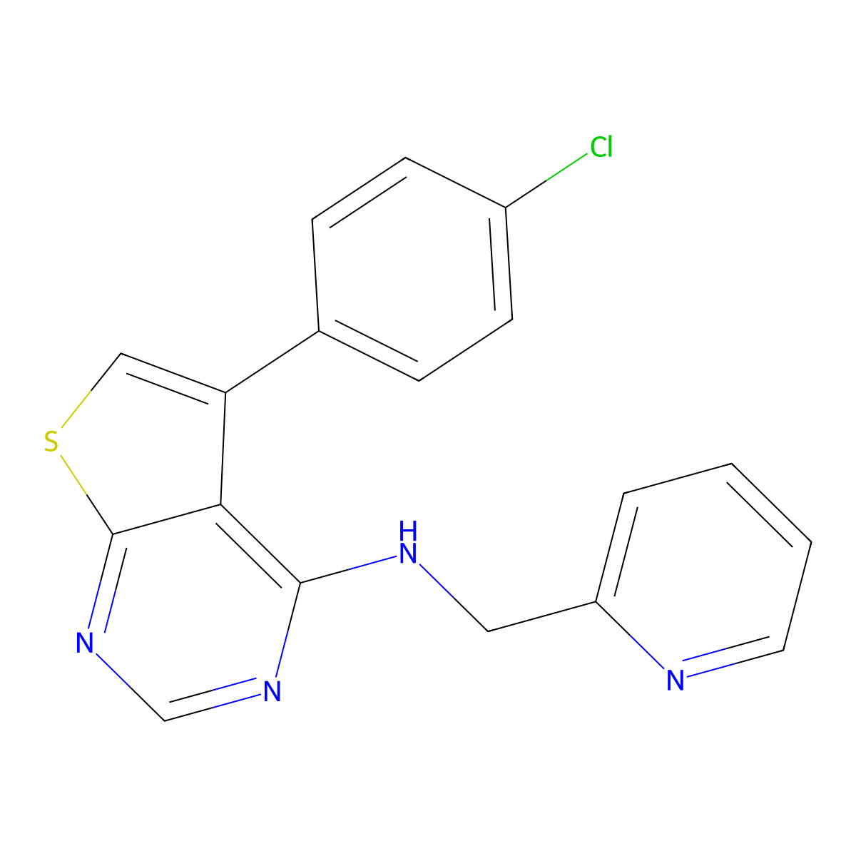 5-(4-chlorophenyl)-N-(pyridin-2-ylmethyl)thieno[2,3-d]pyrimidin-4-amine molecular structure, CAS 383901-10-8