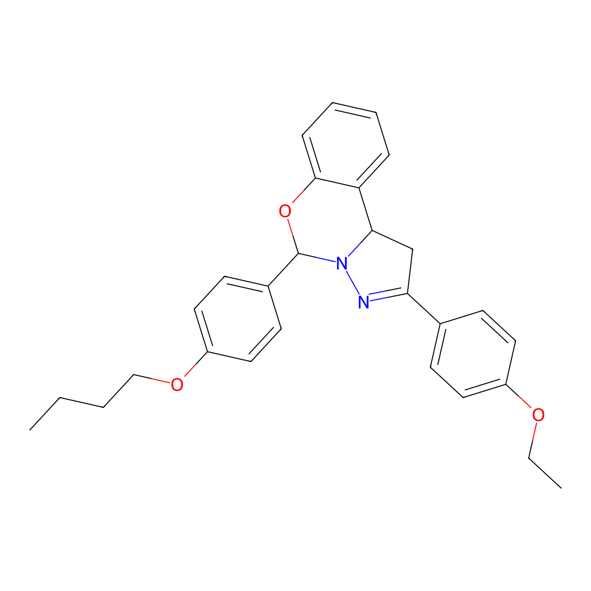 5-(4-Butoxyphenyl)-2-(4-ethoxyphenyl)-1,10b-dihydropyrazolo[1,5-c][1,3]benzoxazine molecular structure, CAS 383901-59-5