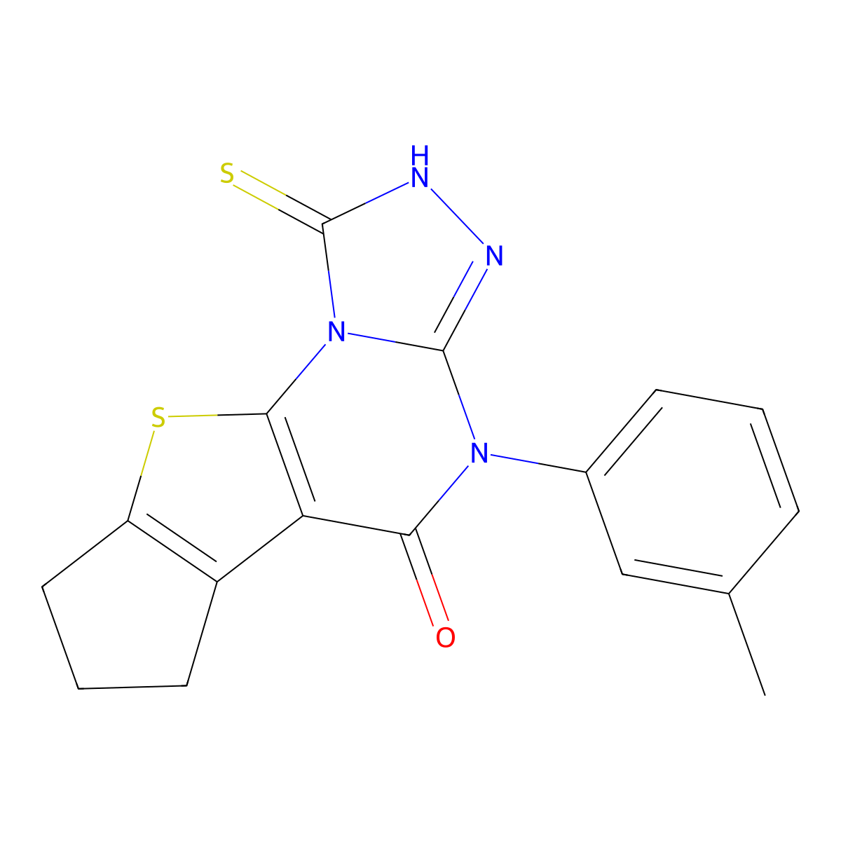 1-mercapto-4-(3-methylphenyl)-7,8-dihydro-6H-cyclopenta[4,5]thieno[3,2-e][1,2,4]triazolo[4,3-a]pyrimidin-5(4H)-one molecular structure, CAS 383902-18-9