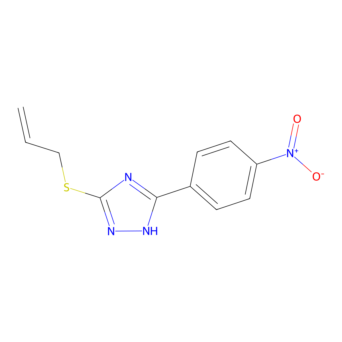 5-(4-nitrophenyl)-3-prop-2-enylsulfanyl-1H-1,2,4-triazole molecular structure, CAS 383902-25-8