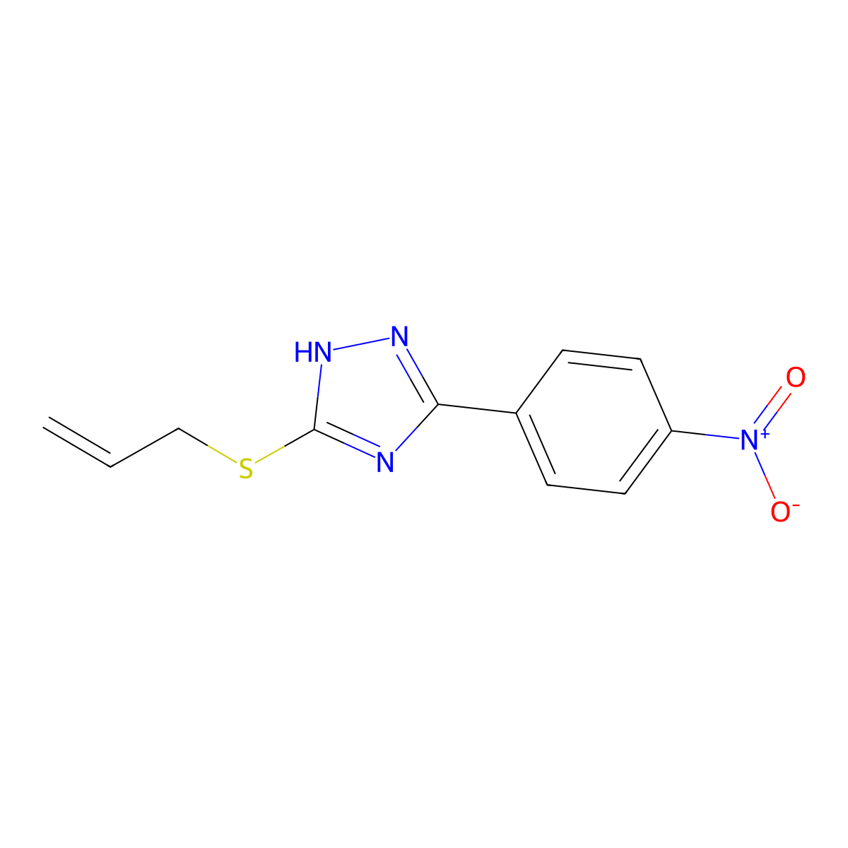 5-(4-nitrophenyl)-3-prop-2-enylsulfanyl-1H-1,2,4-triazole molecular structure, CAS 383902-25-8