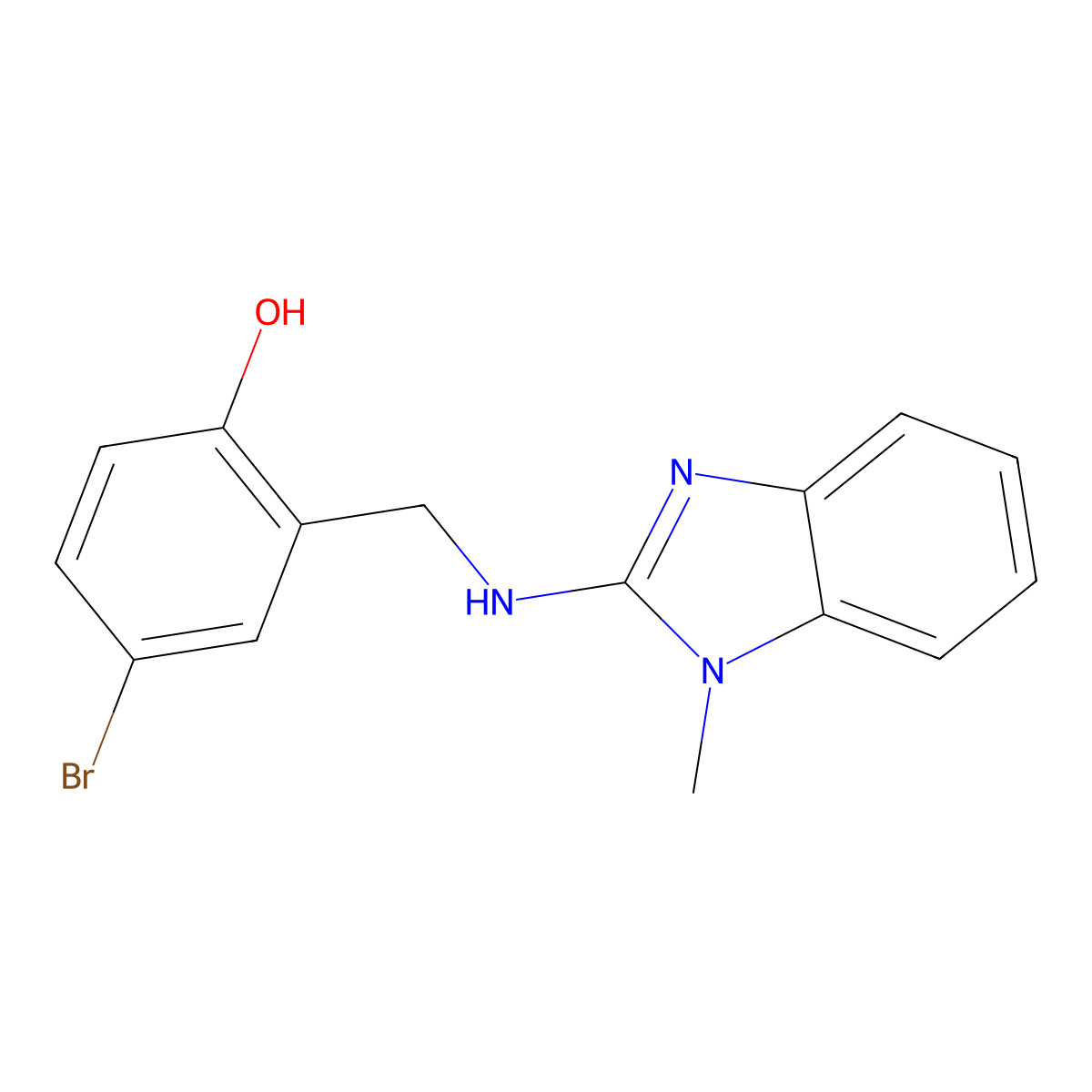 4-Bromo-2-{[(1-methyl-1H-benzimidazol-2-YL)amino]methyl}phenol molecular structure, CAS 383902-28-1