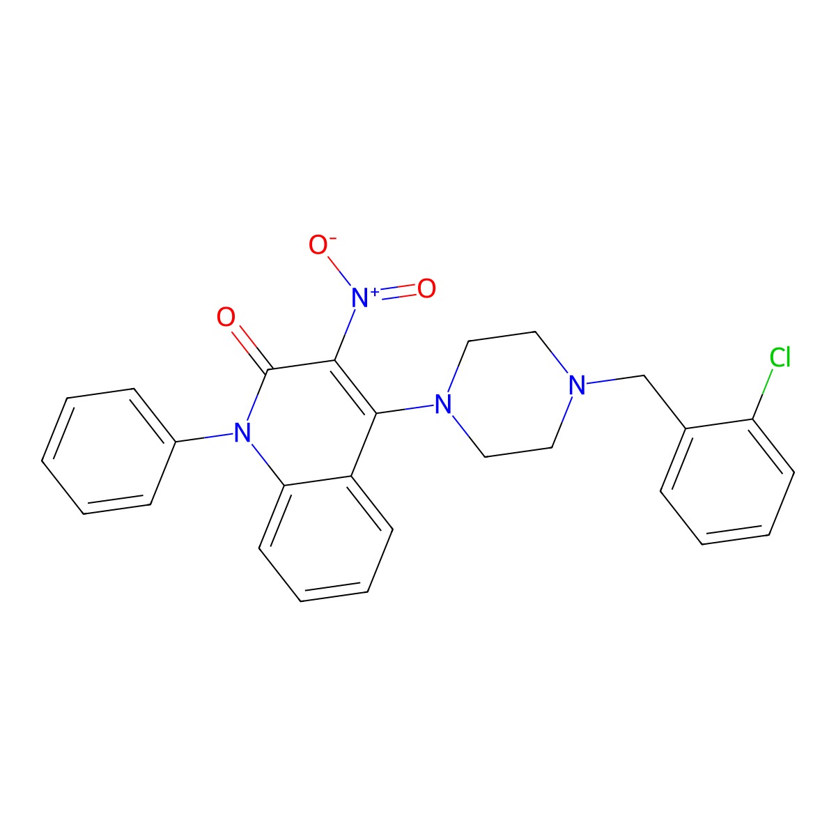 4-[4-(2-chlorobenzyl)piperazin-1-yl]-3-nitro-1-phenylquinolin-2(1H)-one molecular structure, CAS 383902-57-6