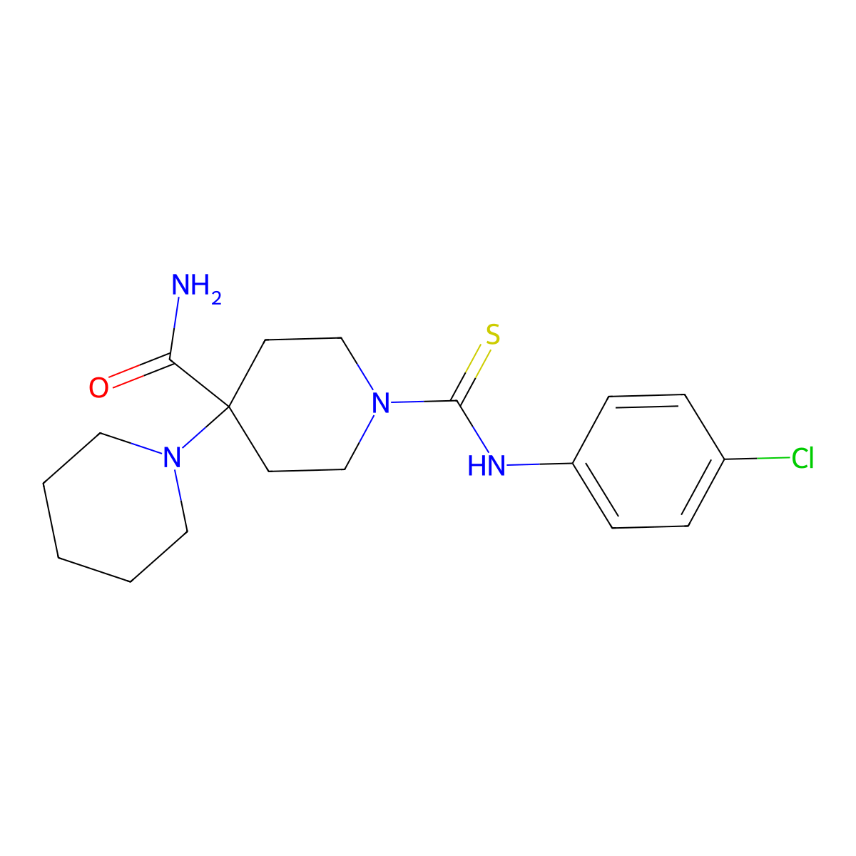 1-[(4-Chlorophenyl)carbamothioyl]-4-piperidin-1-ylpiperidine-4-carboxamide molecular structure, CAS 383902-67-8