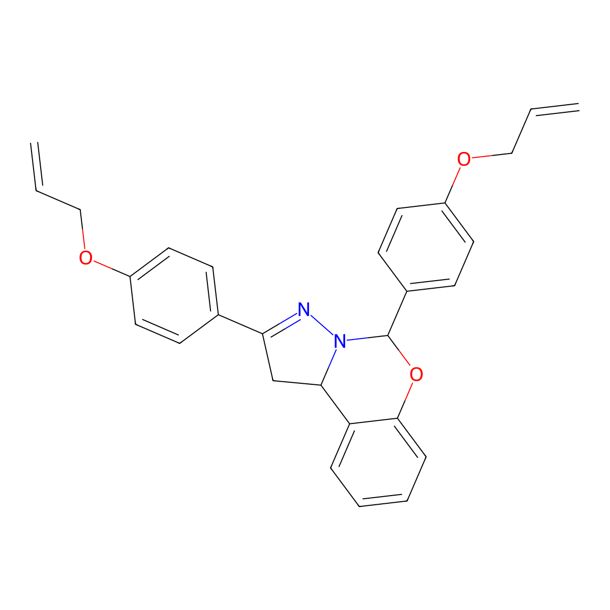 2,5-Bis[4-(prop-2-en-1-yloxy)phenyl]-1,10b-dihydropyrazolo[1,5-c][1,3]benzoxazine molecular structure, CAS 383902-76-9