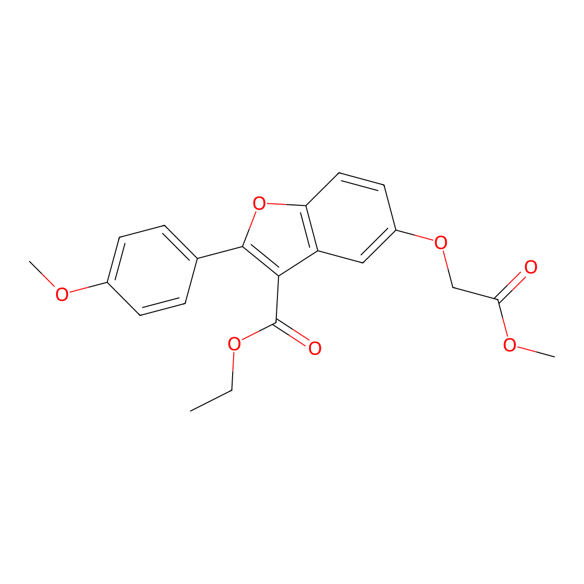 Ethyl 5-(2-methoxy-2-oxoethoxy)-2-(4-methoxyphenyl)-1-benzofuran-3-carboxylate molecular structure, CAS 383902-82-7
