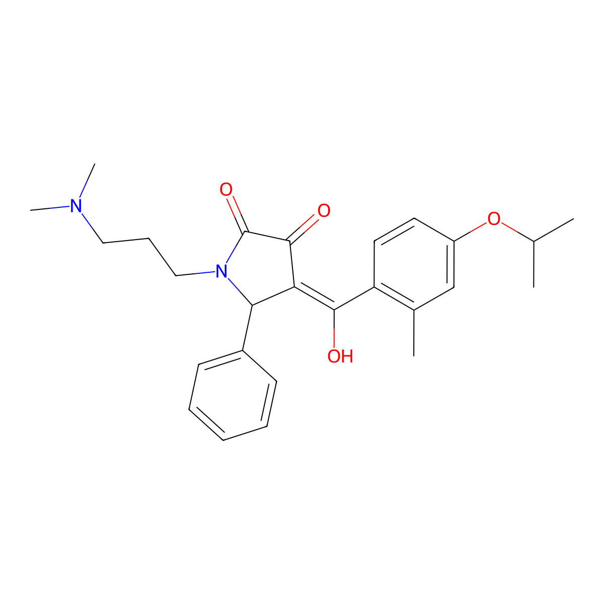 1-[3-(dimethylamino)propyl]-3-hydroxy-4-[2-methyl-4-(propan-2-yloxy)benzoyl]-5-phenyl-2,5-dihydro-1H-pyrrol-2-one molecular structure, CAS 383902-95-2