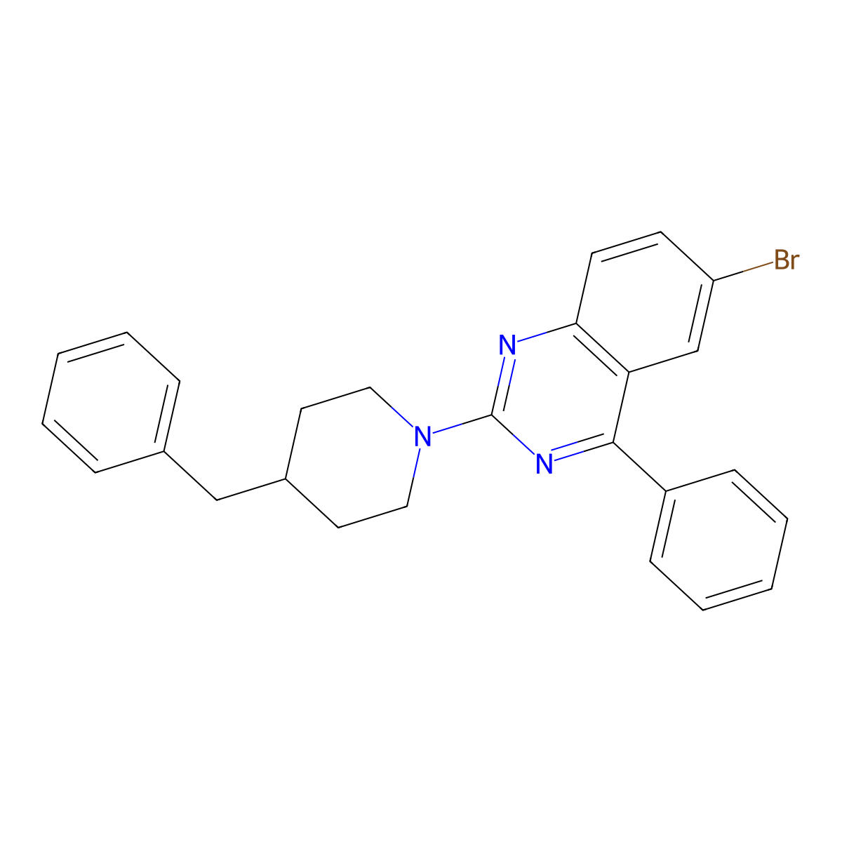 2-(4-Benzylpiperidin-1-yl)-6-bromo-4-phenylquinazoline molecular structure, CAS 383903-51-3