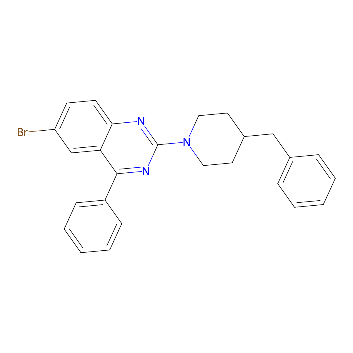 2-(4-Benzylpiperidin-1-yl)-6-bromo-4-phenylquinazoline molecular structure, CAS 383903-51-3
