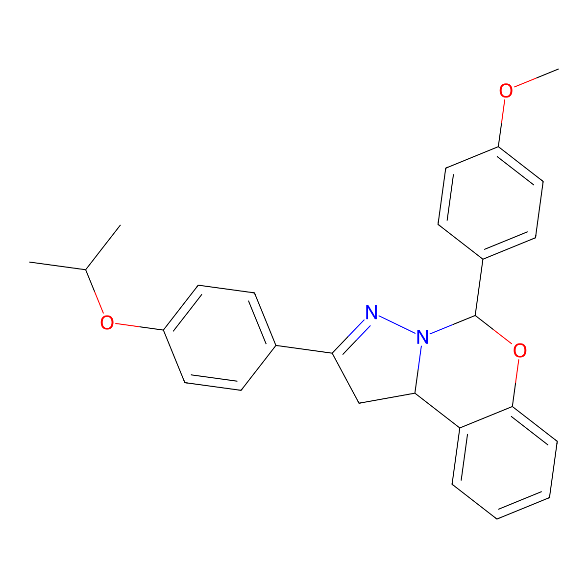 5-(4-Methoxyphenyl)-2-[4-(propan-2-yloxy)phenyl]-1,10b-dihydropyrazolo[1,5-c][1,3]benzoxazine molecular structure, CAS 383903-68-2