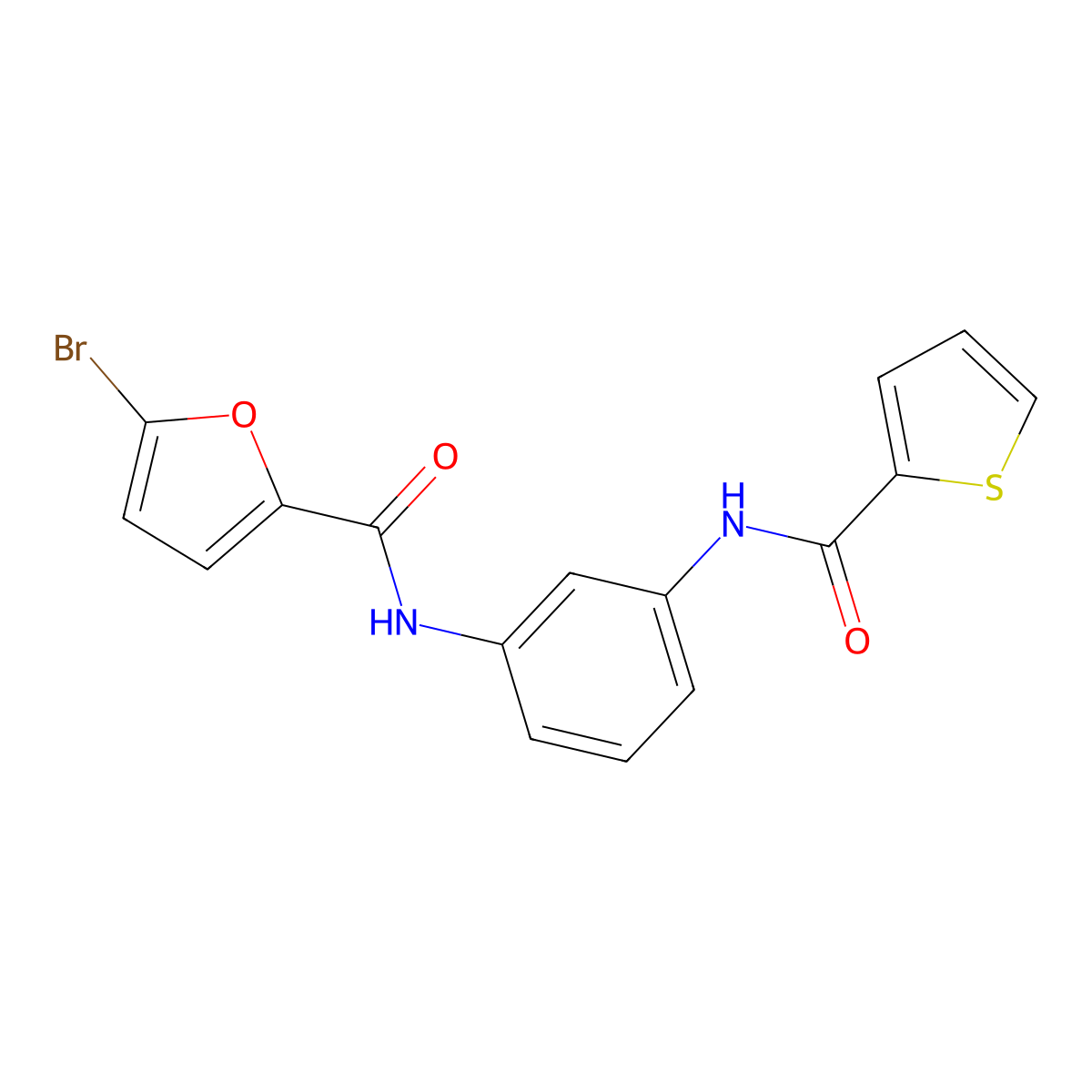 5-bromo-N-[3-(thiophene-2-carbonylamino)phenyl]furan-2-carboxamide molecular structure, CAS 383904-27-6