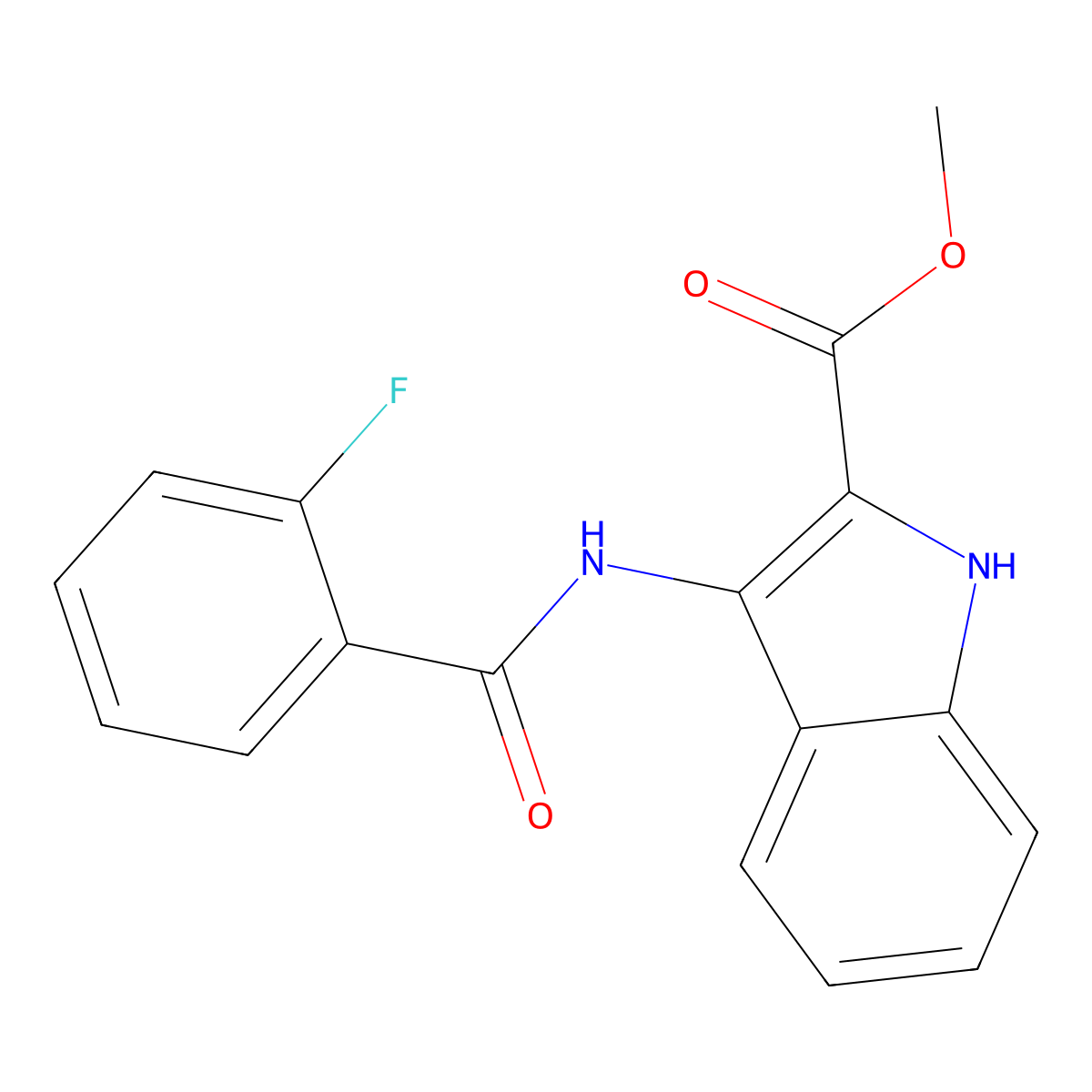 methyl 3-[(2-fluorobenzoyl)amino]-1H-indole-2-carboxylate molecular structure, CAS 383904-36-7