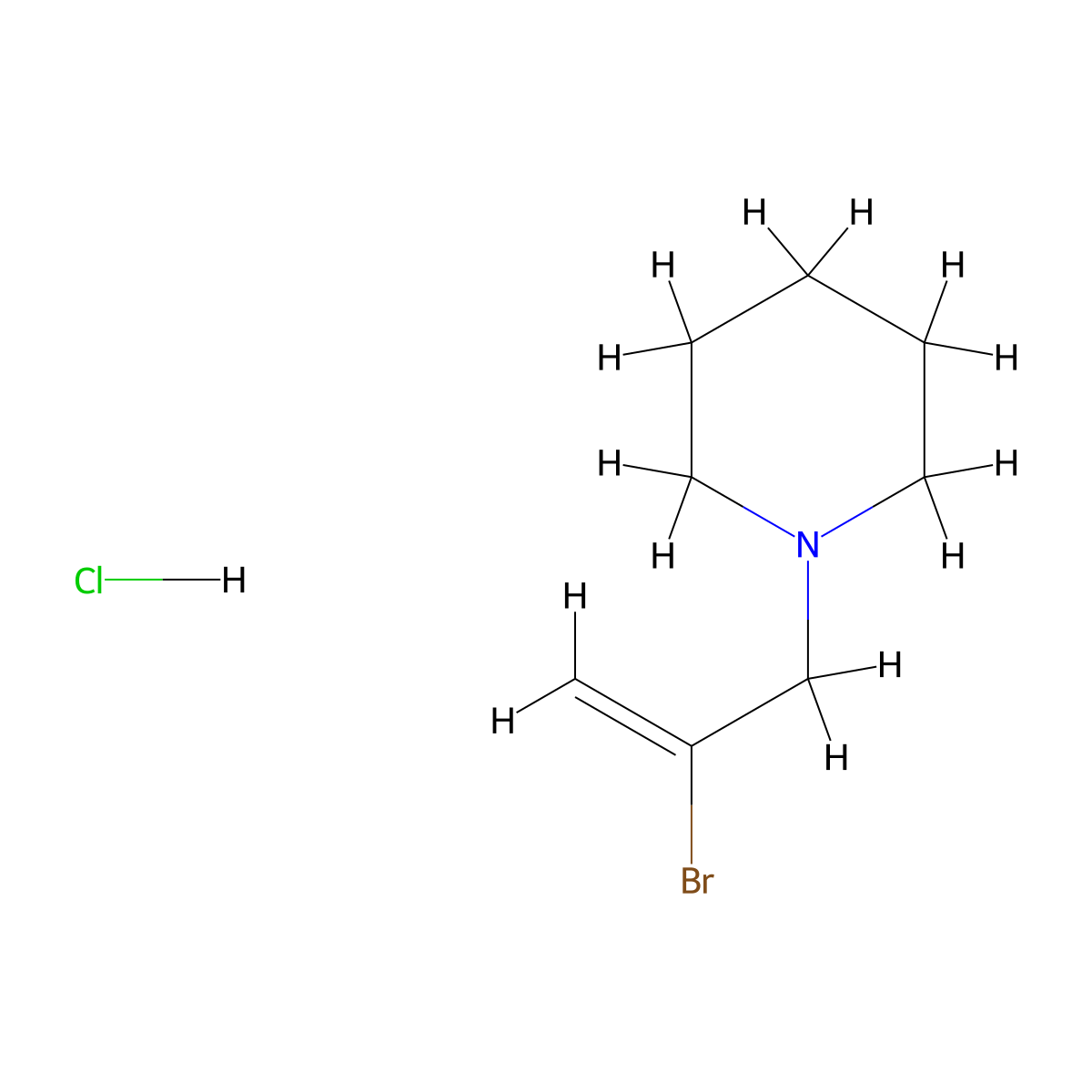 Piperidine, 1-(2-bromoallyl)-, hydrochloride molecular structure, CAS 38392-45-9