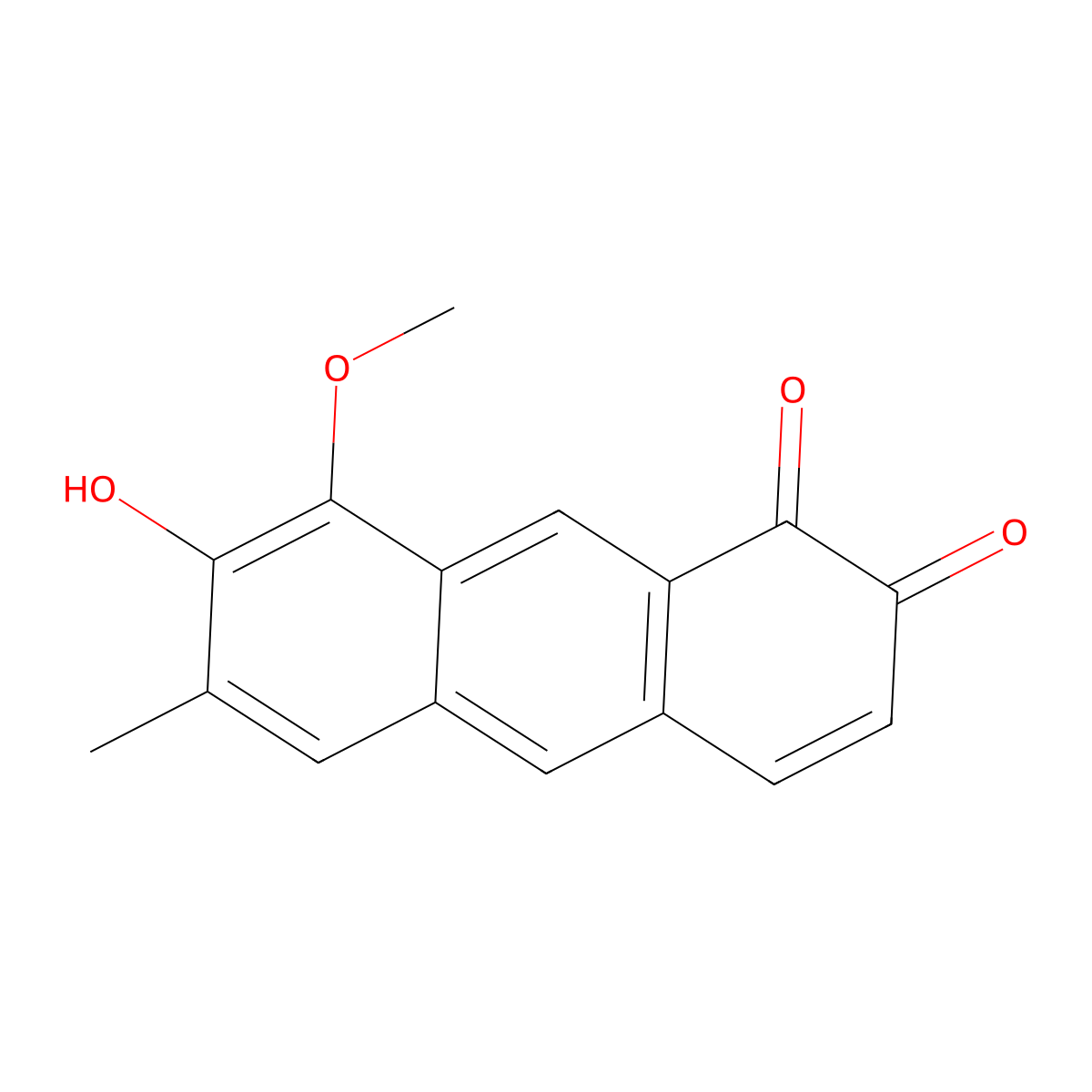 1,2-Anthracenedione, 7-hydroxy-8-methoxy-6-methyl- molecular structure, CAS 38393-67-8