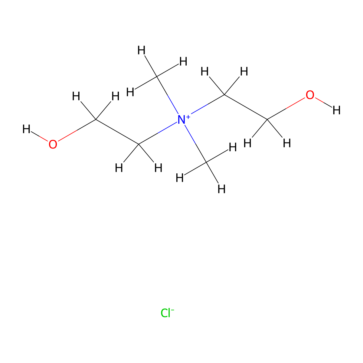 Ethanaminium, 2-hydroxy-N-(2-hydroxyethyl)-N,N-dimethyl-, chloride (1:1) molecular structure, CAS 38402-02-7
