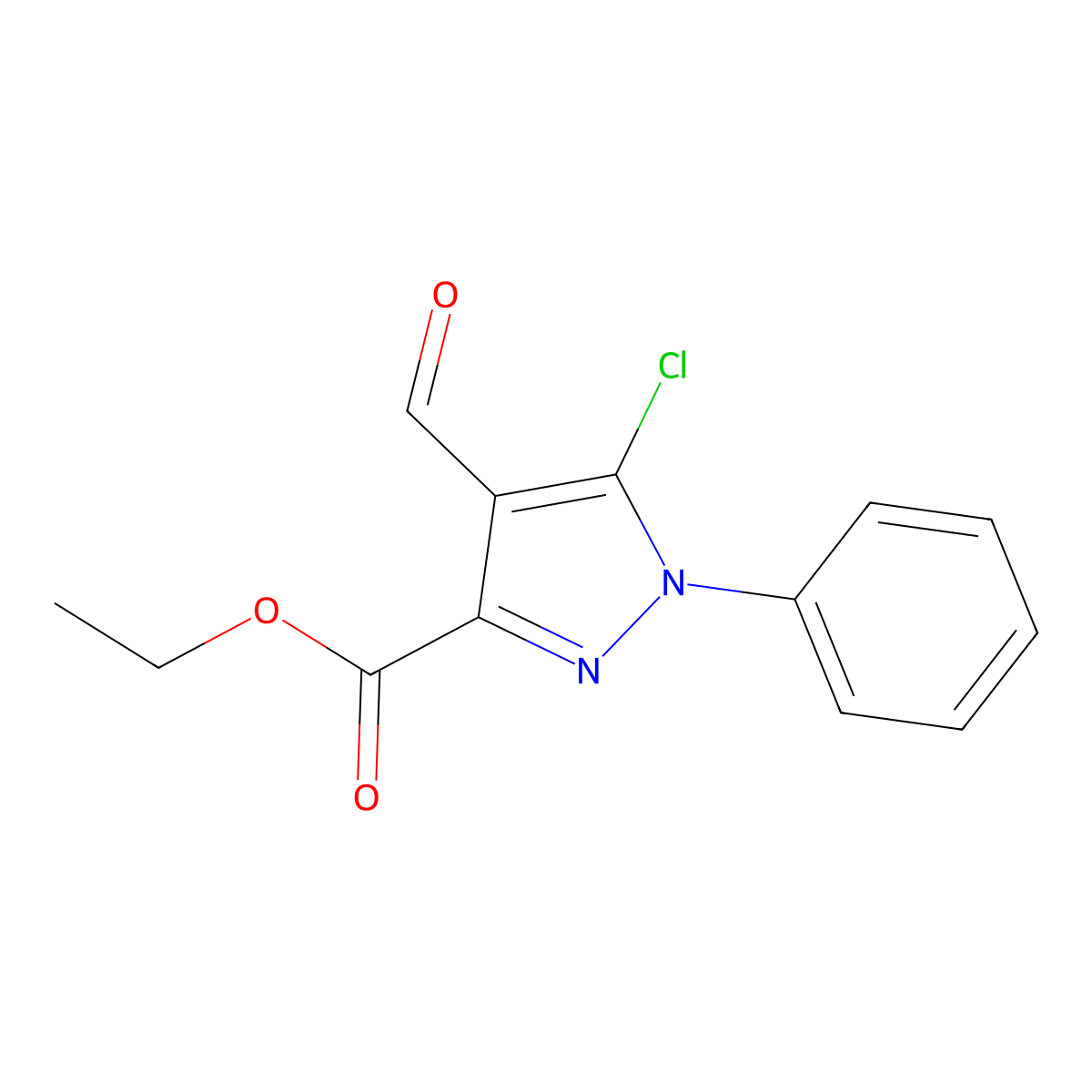 ethyl 5-chloro-4-formyl-1-phenyl-1H-pyrazole-3-carboxylate molecular structure, CAS 38405-71-9