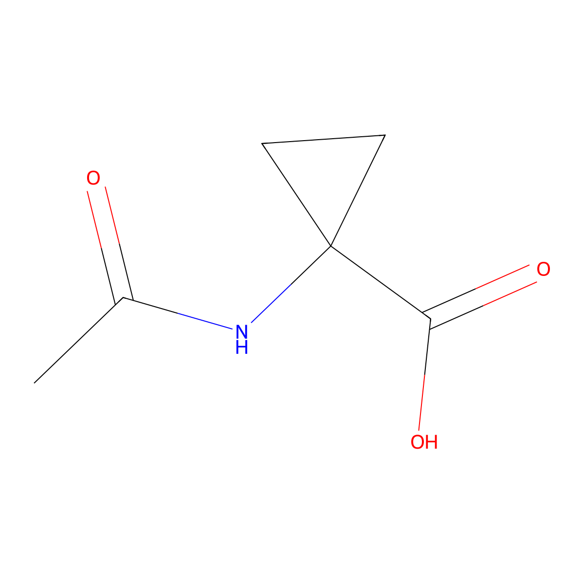 1-Acetamidocyclopropane-1-carboxylic acid molecular structure, CAS 38409-70-0