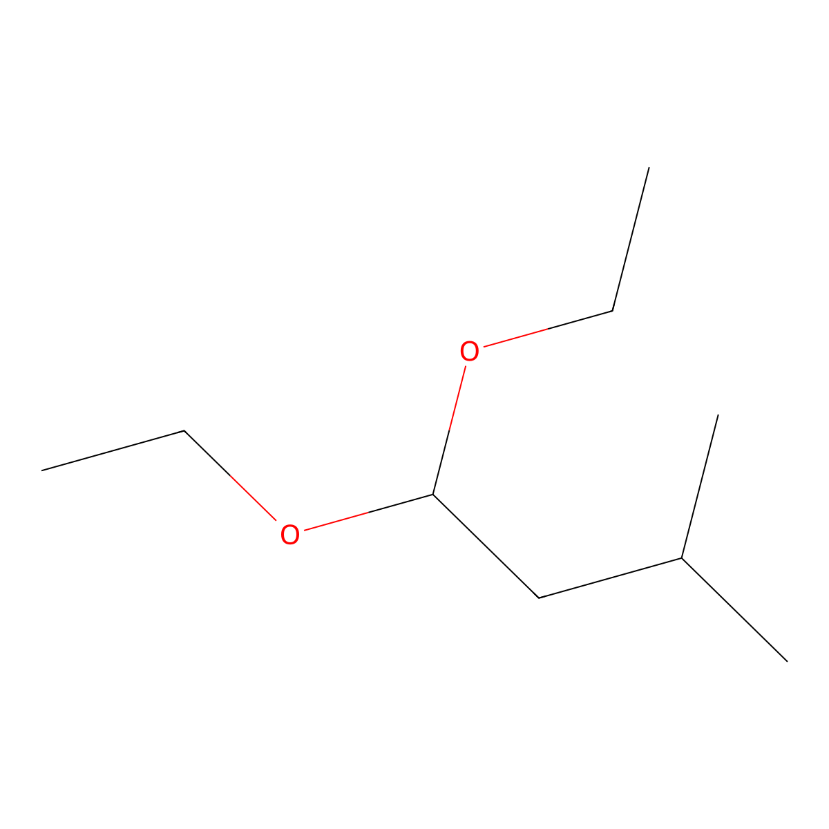 Isovaleraldehyde diethyl acetal molecular structure, CAS 3842-03-3