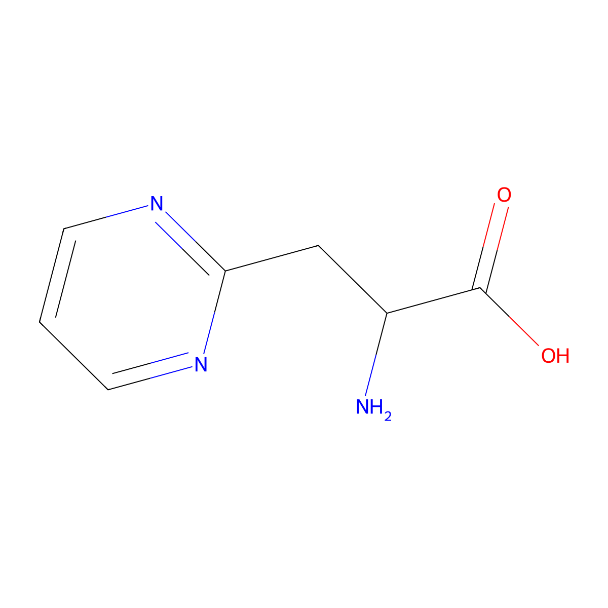 2-Amino-3-(pyrimidin-2-yl)propanoic acid molecular structure, CAS 3842-21-5
