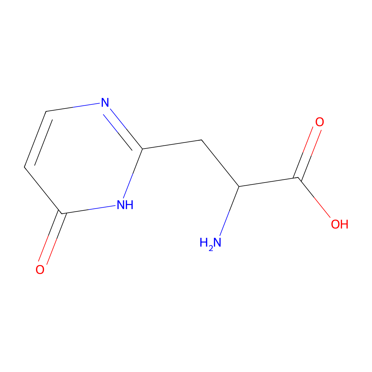 2-Amino-3-(4-hydroxypyrimidin-2-yl)propanoic acid molecular structure, CAS 3842-26-0