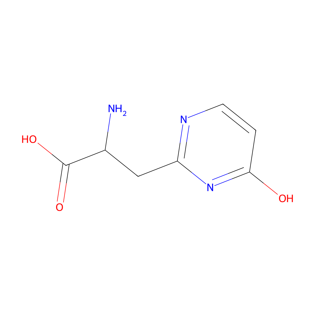 2-Amino-3-(4-hydroxypyrimidin-2-yl)propanoic acid molecular structure, CAS 3842-26-0