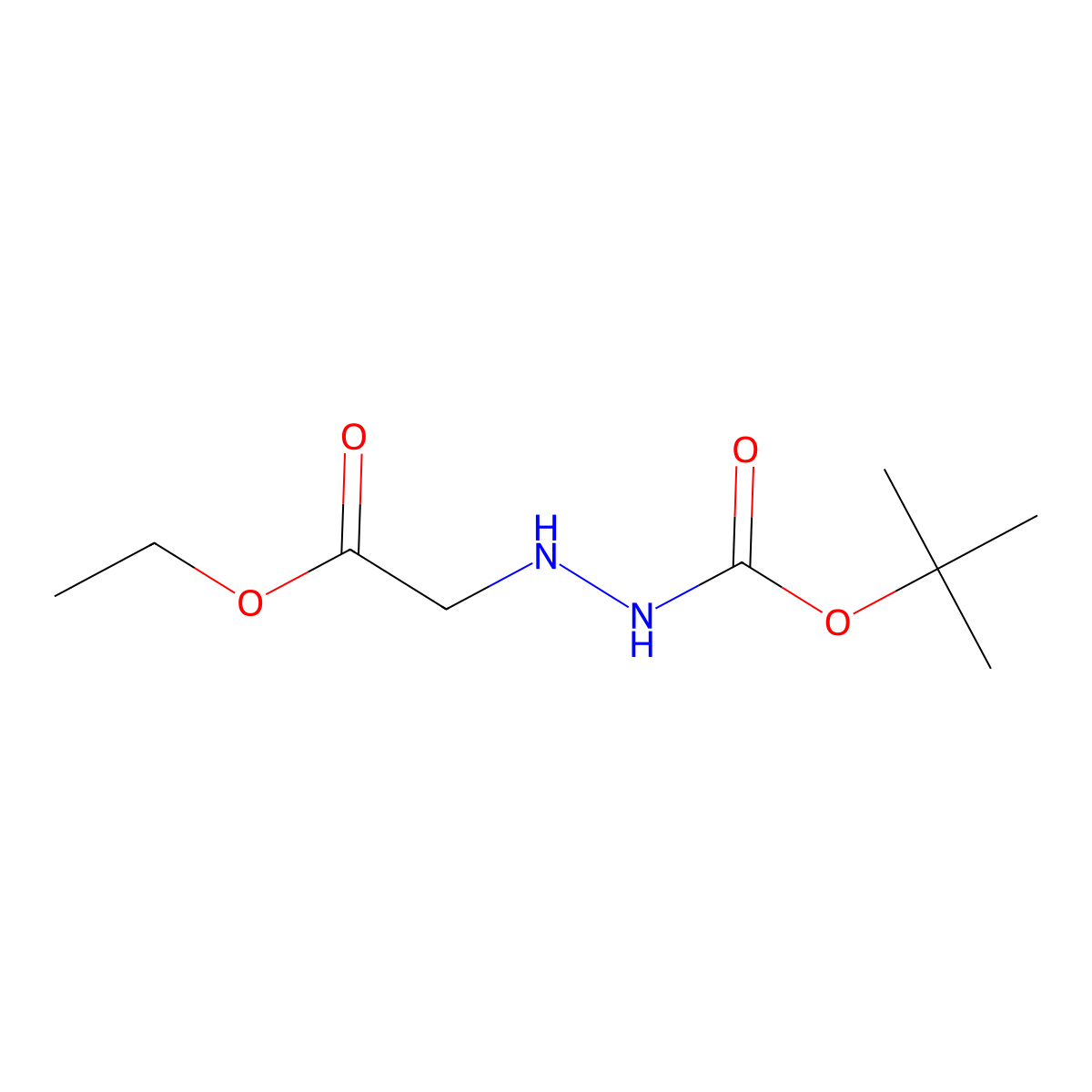 Tert-butyl 2-(2-ethoxy-2-oxoethyl)hydrazine-1-carboxylate molecular structure, CAS 3842-39-5